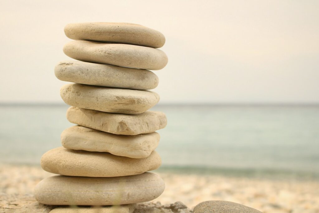 stack white stones on seashore